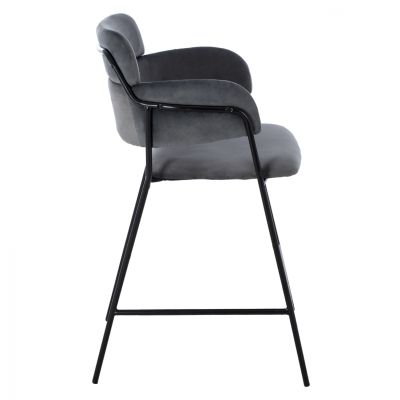 MEDIUM HEIGHT STOOL HM8735.01 GRAY VELVET WITH METAL FRAME 54x58x95Y cm.