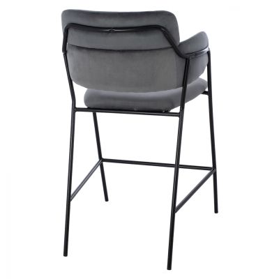 MEDIUM HEIGHT STOOL HM8735.01 GRAY VELVET WITH METAL FRAME 54x58x95Y cm.