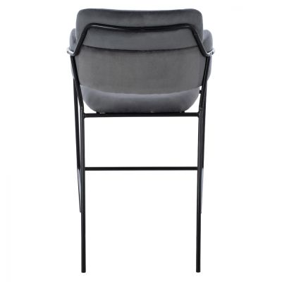 MEDIUM HEIGHT STOOL HM8735.01 GRAY VELVET WITH METAL FRAME 54x58x95Y cm.