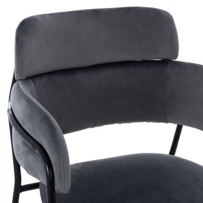 MEDIUM HEIGHT STOOL HM8735.01 GRAY VELVET WITH METAL FRAME 54x58x95Y cm.