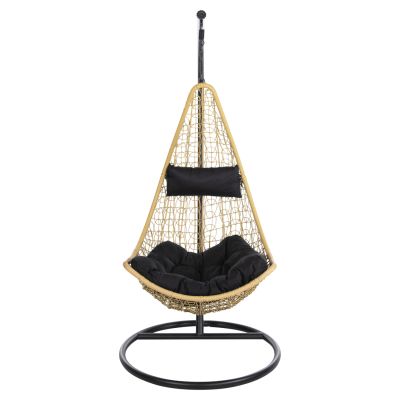 HANGING NEST MILLIE HM5996.04 METAL BLACK-SYNTHETIC RATTAN IN BEIGE Φ95x195Hcm.