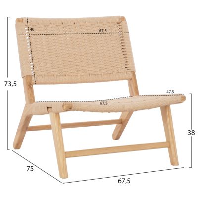 HM8917.01 armchair ANIKA indoors wooden rope-knitted 67,5x75x73,5H