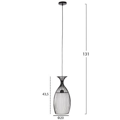 ПАНЕЛЕН ЛАМПА HM4186 ЧЕРЕН МЕТАЛ 20x20x131Hcm.