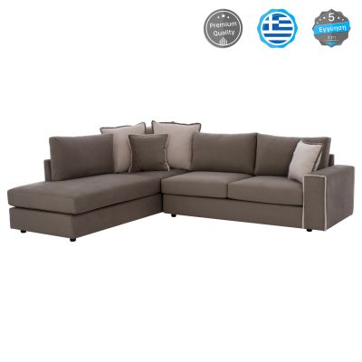 Corner sofa HOME, beige-brown, 2pcs, left corner, stain-resistant and water-repellent fabri