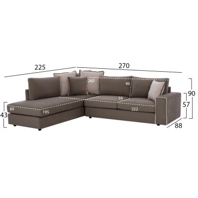 Corner sofa HOME, beige-brown, 2pcs, left corner, stain-resistant and water-repellent fabri