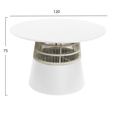 ROUND TABLE SAEID HM6106.02 ALUMINUM IN WHITE-SYNTHETIC ROPE IN BEIGE Φ120x75Hcm.