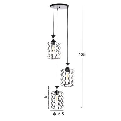 Осветително тяло за таван HM4089 3-СВЕТЛОЧЕРНИ МЕТАЛНИ ФОРМИ Φ34x128Hcm.
