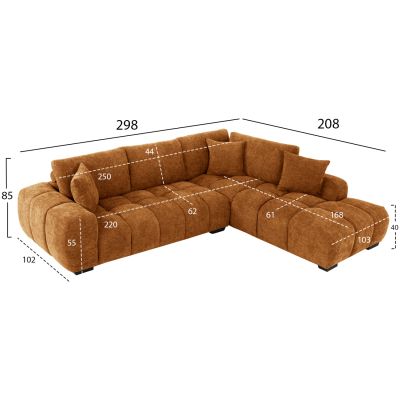 CORNER SOFA (RIGHT) COVEN HM3266.02R SAND BEIGE FABRIC 298x102-208x85Hcm.