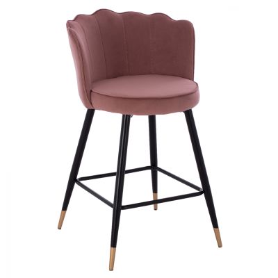 MEDIUM HEIGHT STOOL HM8736.02 VELVET DUSTY PINK METAL FRAME 50x50x90 cm.