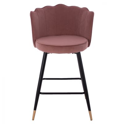 MEDIUM HEIGHT STOOL HM8736.02 VELVET DUSTY PINK METAL FRAME 50x50x90 cm.