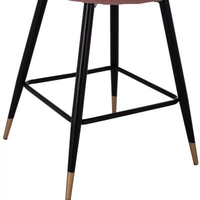 MEDIUM HEIGHT STOOL HM8736.02 VELVET DUSTY PINK METAL FRAME 50x50x90 cm.