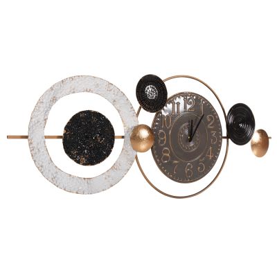 WALL CLOCK HM4198 METAL IN GREY COLOR WITH BLACK POINTERS & GOLD NUMBERS 117x49Hcm.