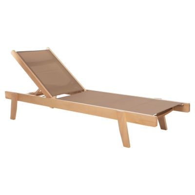 SUNBED PROFESSIONAL CRETA BEECH WOOD IN NATURAL COLOR & MOCHA TEXTILENE 200x61-66x31-91Hcm.HM10356.05