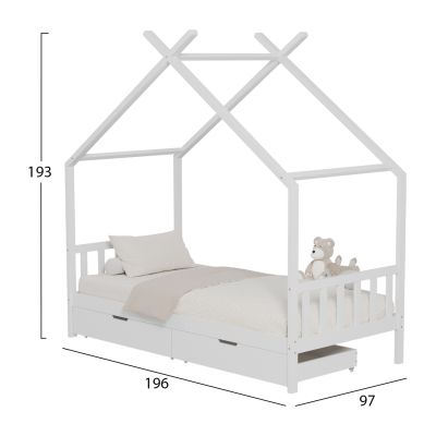 ДЕТСКО ЛЕГЛО KLARICE HM680.03 t.MONTESSORI-2 ЧЕКМЕДЖЕТА- БОР МАСИВ В БЯЛО- 190х90см.