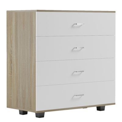 CHEST OF DRAWERS WITH 4 DRAWERS THORG HM8996.04 MELAMINE IN SONAMA-WHITE 80x40x83Hcm.