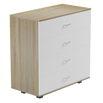 CHEST OF DRAWERS WITH 4 DRAWERS THORG HM8996.04 MELAMINE IN SONAMA-WHITE 80x40x83Hcm.