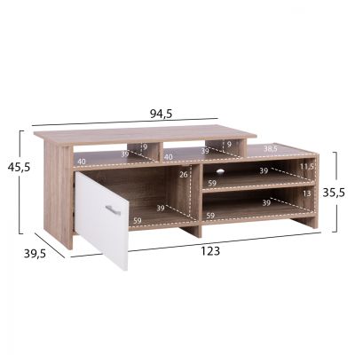 TV UNIT SCOTT HM8766.01 123x39,5x35,5-45,5Y cm. SONAMA WHITE