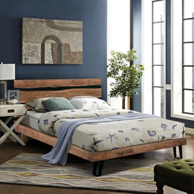 Bed ALICIA HM8359.11,metal and solid acacia wood,160Χ200