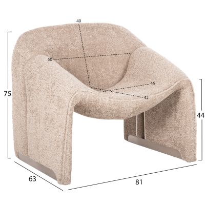 ARMCHAIR SPINER HM9599.08 BEIGE BOUCLE FABRIC 81x64x74Hcm.