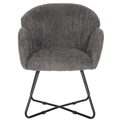 ARMCHAIR HARNIS HM9603.01 GREY BOUCLE-BLACK METAL BASE 59,5x64x77Hcm.