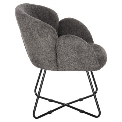 ARMCHAIR HARNIS HM9603.01 GREY BOUCLE-BLACK METAL BASE 59,5x64x77Hcm.