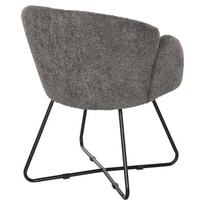 ARMCHAIR HARNIS HM9603.01 GREY BOUCLE-BLACK METAL BASE 59,5x64x77Hcm.