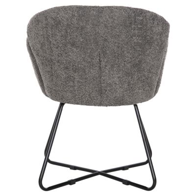 ARMCHAIR HARNIS HM9603.01 GREY BOUCLE-BLACK METAL BASE 59,5x64x77Hcm.