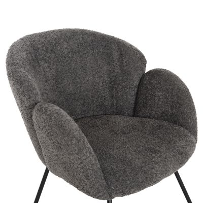 ARMCHAIR HARNIS HM9603.01 GREY BOUCLE-BLACK METAL BASE 59,5x64x77Hcm.