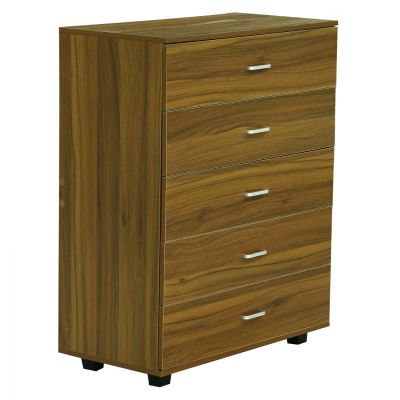 MELAMINE DRESSER THORG HM8995.02 WITH 5 WALNUT-COLORED DRAWERS 80Χ40Χ100H cm.