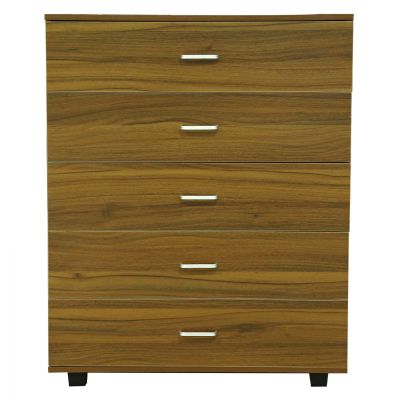 MELAMINE DRESSER THORG HM8995.02 WITH 5 WALNUT-COLORED DRAWERS 80Χ40Χ100H cm.