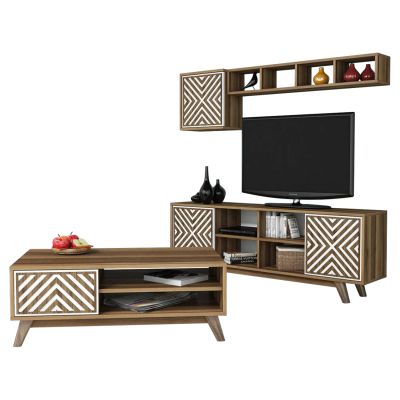 LIVING ROOM COMPOSITION HM11853.03 2PCS MELAMINE IN WALNUT-WHITE