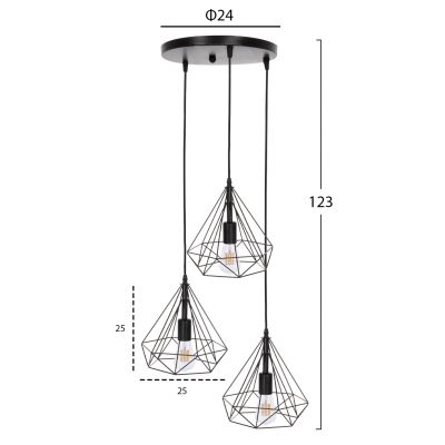 ПАНЕЛЕН ЛАМПА HM4041 3-LIGHT ЧЕРЕН МЕТАЛ 25x22x123Hcm.