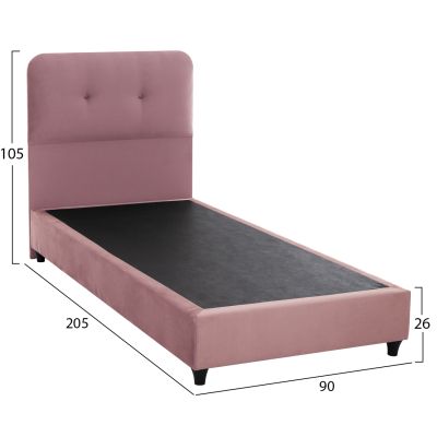 BED DOLORES HM649.12 DUSTY PINK VELVET 90X200 cm