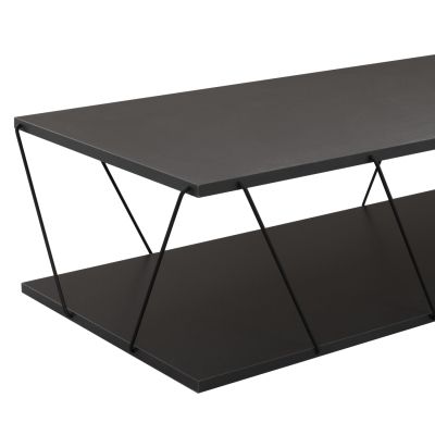 COFFEE TABLE TARS HM8927.20 GREY MELAMINE-BLACK METAL RODS 120Χ50Χ30Hcm.