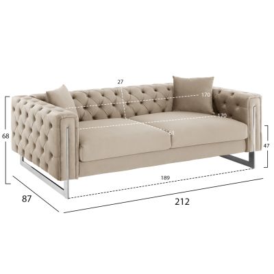 LIVING ROOM COMBO 2PCS t.CHESTERFIELD MOBAR HM11936.02 CREAM VELVET-METAL LEGS