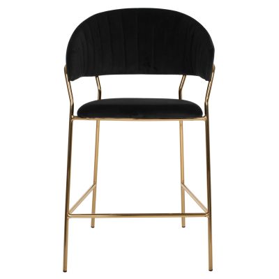 BAR STOOL THEODORE HM8734.04 BLACK VELVET GOLD METAL FRAME 60x55x100Hcm.