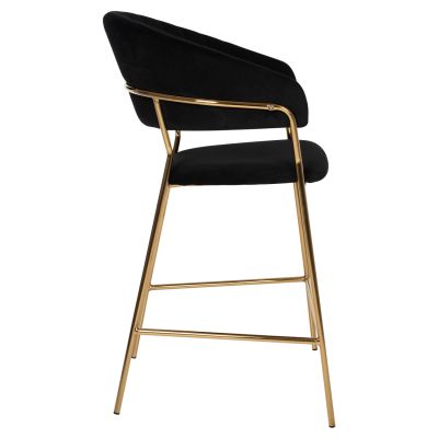 BAR STOOL THEODORE HM8734.04 BLACK VELVET GOLD METAL FRAME 60x55x100Hcm.