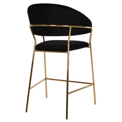 BAR STOOL THEODORE HM8734.04 BLACK VELVET GOLD METAL FRAME 60x55x100Hcm.