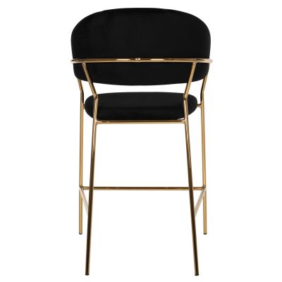 BAR STOOL THEODORE HM8734.04 BLACK VELVET GOLD METAL FRAME 60x55x100Hcm.