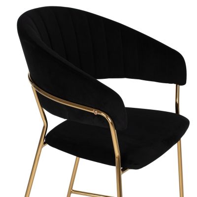 BAR STOOL THEODORE HM8734.04 BLACK VELVET GOLD METAL FRAME 60x55x100Hcm.