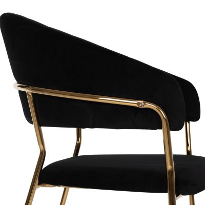 BAR STOOL THEODORE HM8734.04 BLACK VELVET GOLD METAL FRAME 60x55x100Hcm.