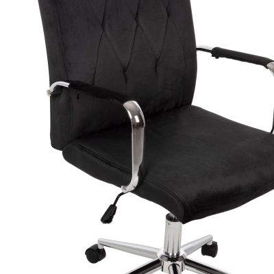 OFFICE CHAIR JOSEF HM1181.04 BLACK VELVET-INOX BASE 58x61x105-113Hcm.