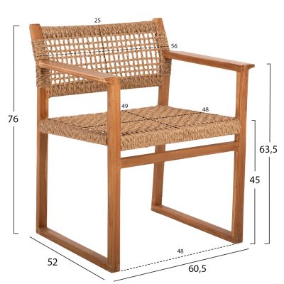 ARMCHAIR NARLEY HM9824 TEAK WOOD-SYNTHETIC ROPE IN NATURAL COLOR 60.5x52x76Hcm.