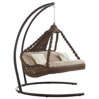 HAMMOCK AUGUST 2-SEATER MACRAME ROPE-STEEL BROWN 156x90x160Hcm.HM5898.01