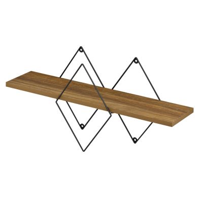 WALL SHELF CHANTRIA HM8934.11 MELAMINE IN OAK COLOR-METAL IN BLACK 60x14x36Hcm.