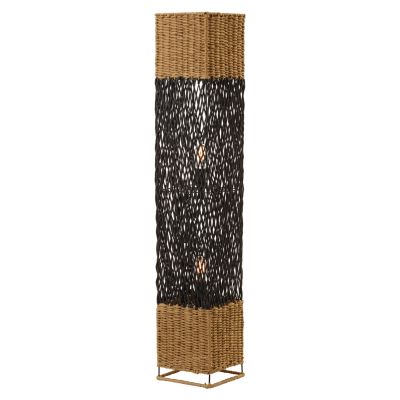 FLOOR STANDING LAMP HM4355 METAL-PAPER ROPE IN SAND BEIGE-BLACK 21x21x119,5Hcm.