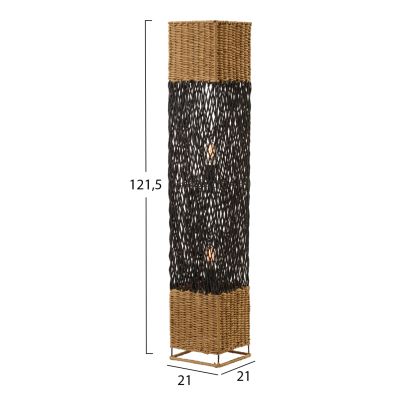 FLOOR STANDING LAMP HM4355 METAL-PAPER ROPE IN SAND BEIGE-BLACK 21x21x119,5Hcm.