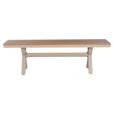 ALUMINUM BENCH TAWNEE HM6038.04 CHAMPAGNE COLOR- POLYWOOD SEAT IN NATURAL WOOD COLOR 150x36x45Hcm.