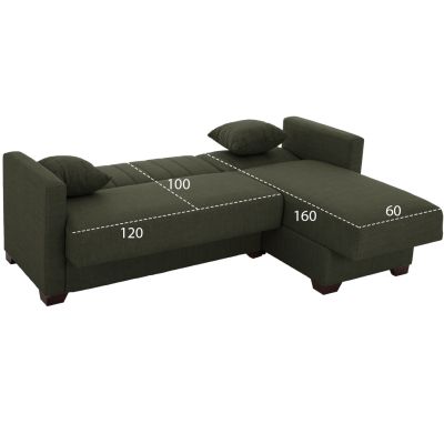 HM3244.05, corner sofa-bed, dark olive, reversible, 200x133x77cm