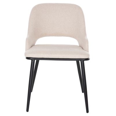 DINING CHAIR DELF HM9617.04 BEIGE FABRIC-BLACK METAL LEGS-WOODEN BACK IN WALNUT 48x55x76Hcm.